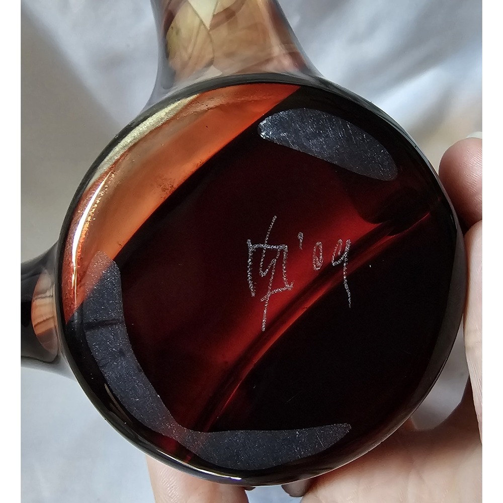 Tony Serveinte Glass Blown Folded Handkerchief Swirl Vase Signed Brown/Clear - Picture 6 of 15